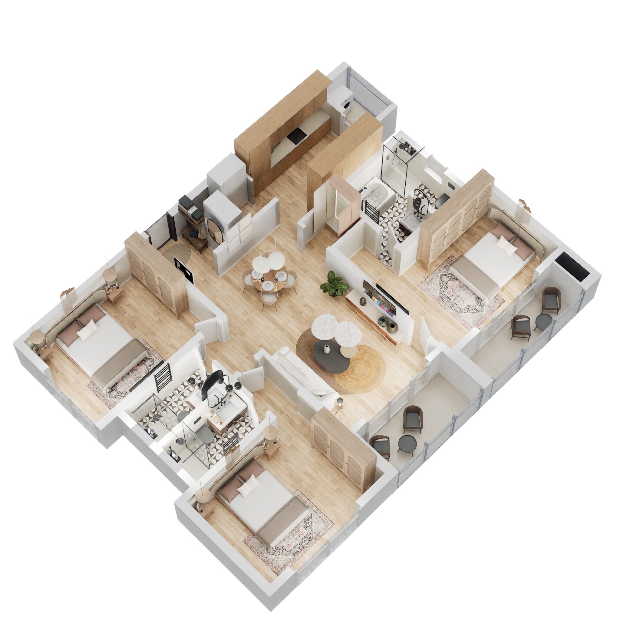 Floor plan of 2 BHK 1342 Sq. Ft. Apartment in Lodha Meridian Super 60, Hyderabad
