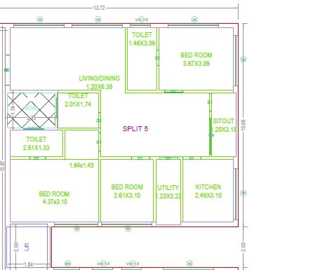 Floor plan of 3 BHK 1754 Sq. Ft. Apartment in Lotz And Homez Ashritha, Hyderabad