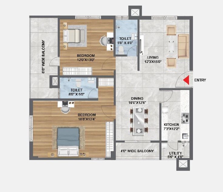 2 BHK 1509 Sq. Ft. Apartment