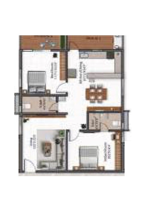 Floor plan of 2 BHK 1380 Sq. Ft. Apartment in Magna Solitaire, Hyderabad