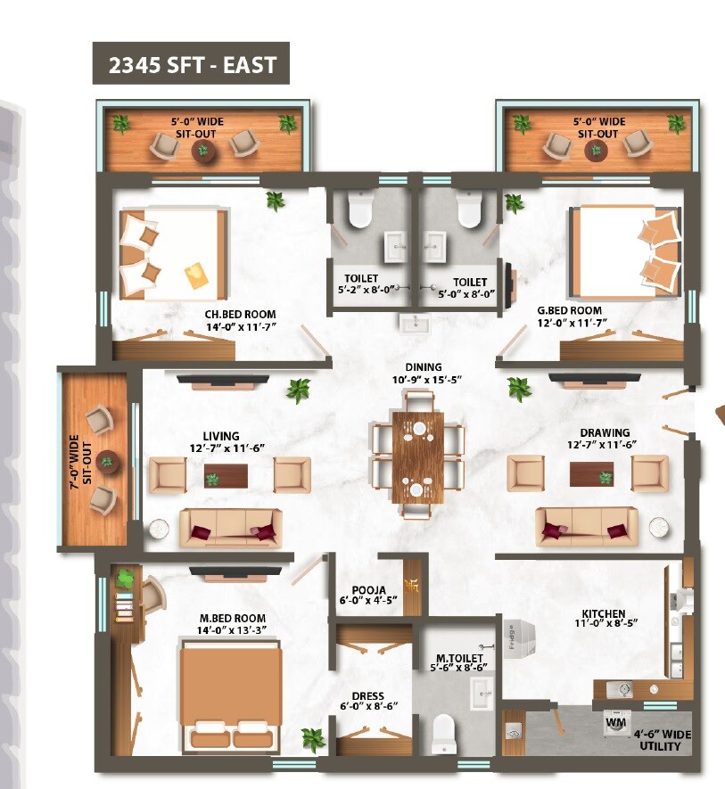 3 BHK 2345 Sq. Ft. Apartment