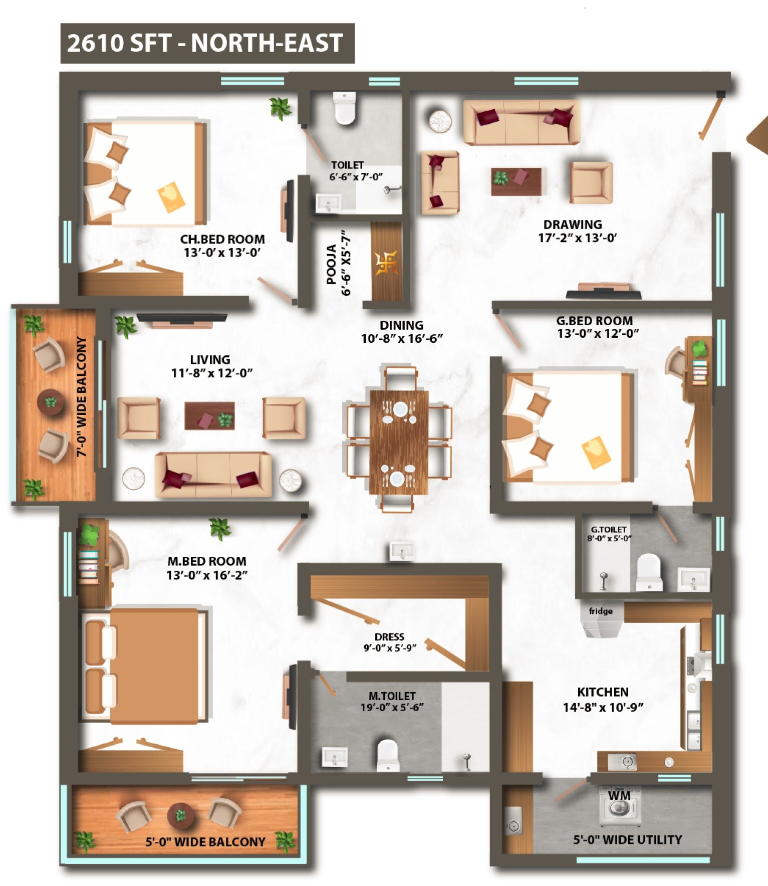 3 BHK 2610 Sq. Ft. Apartment