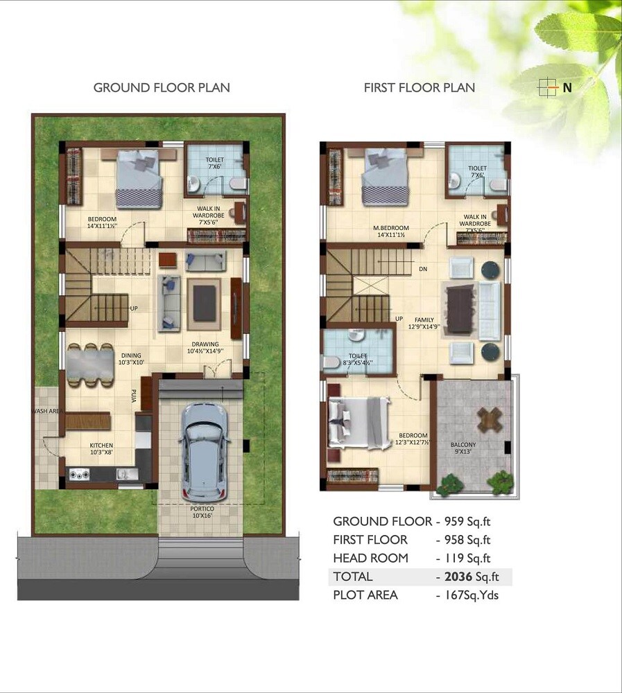 Floor plan of 3 BHK 2036 Sq. Ft. Villa in Mahidhara Luxuria, Hyderabad