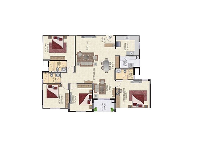 Floor plan of 4 BHK 2035 Sq. Ft. Apartment in Mahindra Ashvita, Hyderabad