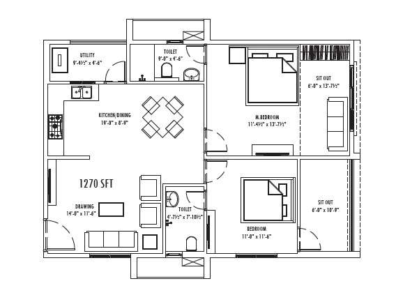 2 BHK 1270 Sq. Ft. Apartment in Makuta Nirvana