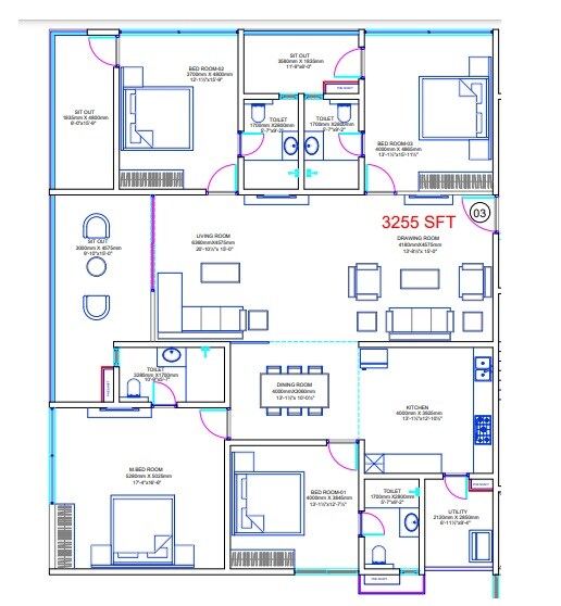 4 BHK 3255 Sq. Ft. Apartment