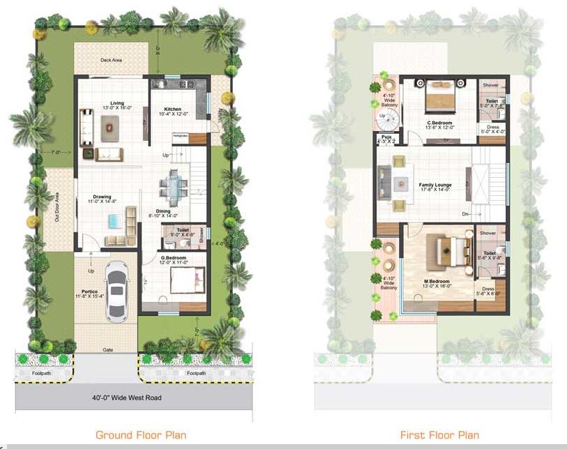 Floor plan of 3 BHK 2238 Sq. Ft. Villa in Manasvy BPCR Landmark, Hyderabad