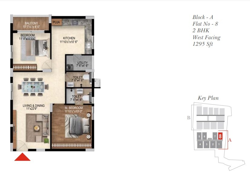 2 BHK 1295 Sq. Ft. Apartment