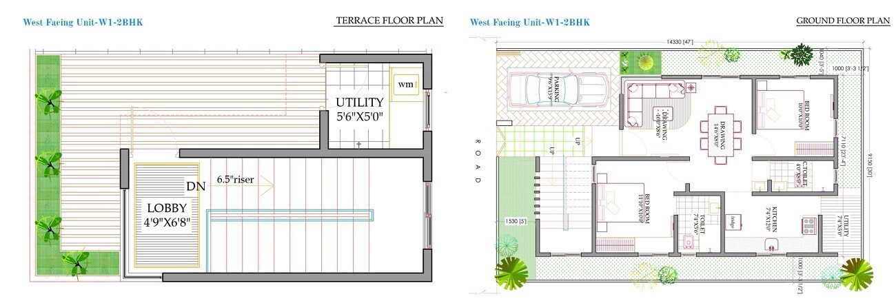 Floor plan of 2 BHK 1100 Sq. Ft. Villa in Mantoor Nandan Nest, Hyderabad