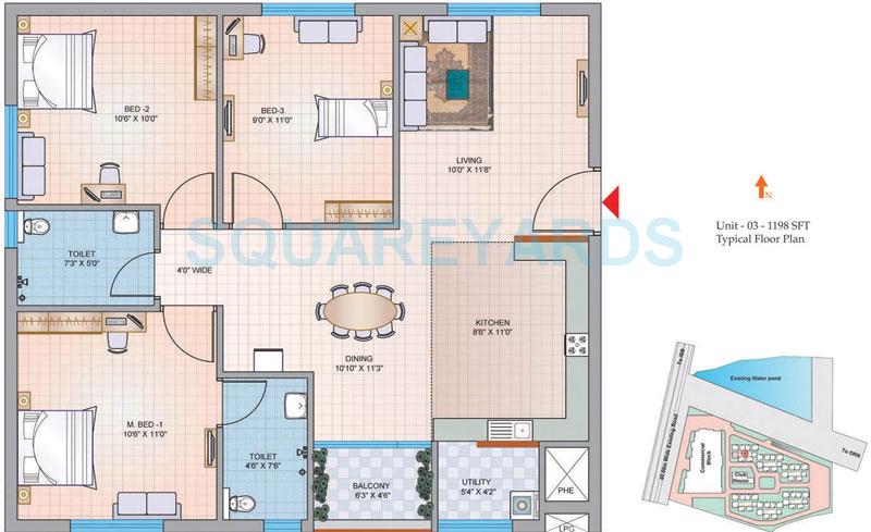 3 BHK 1198 Sq. Ft. Apartment