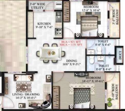 2 BHK 1894 Sq. Ft. Apartment in Maphar Eternity