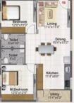 Floor plan of 2 BHK 1100 Sq. Ft. Apartment in Maram Garlapati Homes, Hyderabad