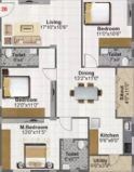 Floor plan of 2 BHK 1199 Sq. Ft. Apartment in Maram Garlapati Homes, Hyderabad