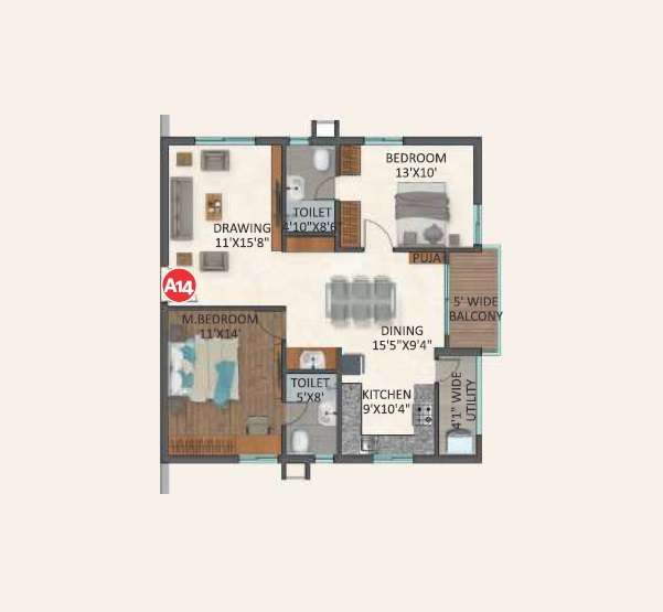 2 BHK 1141 Sq. Ft. Apartment in Marams Mihira