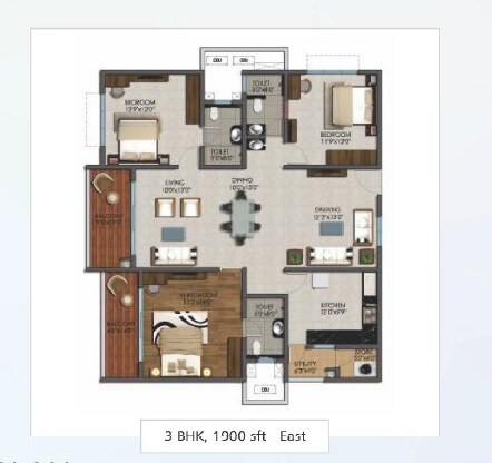  3 BHK Apartment at Marina Skies, Hi Tech City – for Rent