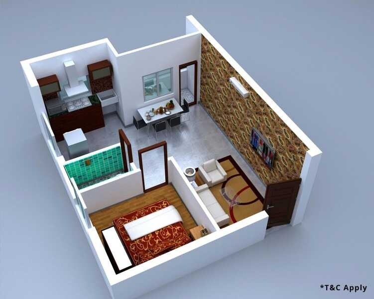 Floor plan of 1 BHK 786 Sq. Ft. Apartment in Maruthi Shanti Nivas, Hyderabad