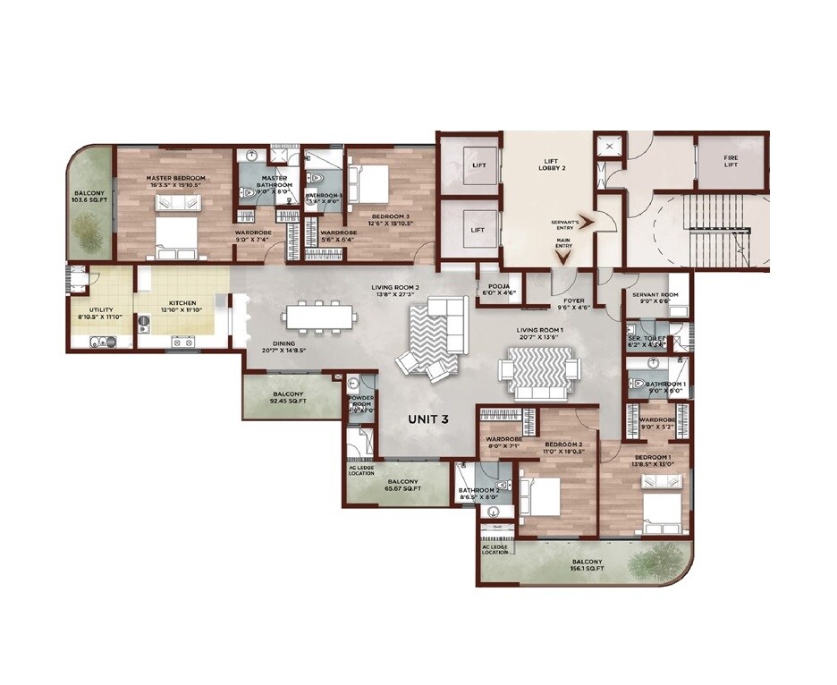 Floor plan of 4 BHK 4446 Sq. Ft. Apartment in Meenakshi Elysia, Hyderabad