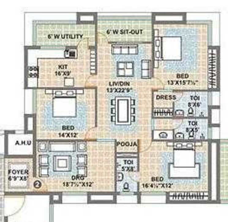 Other, meenakshi-sky-lounge 3 Bedroom 1763 Sq.Ft. Apartment In Kothaguda Hyderabad 8876907