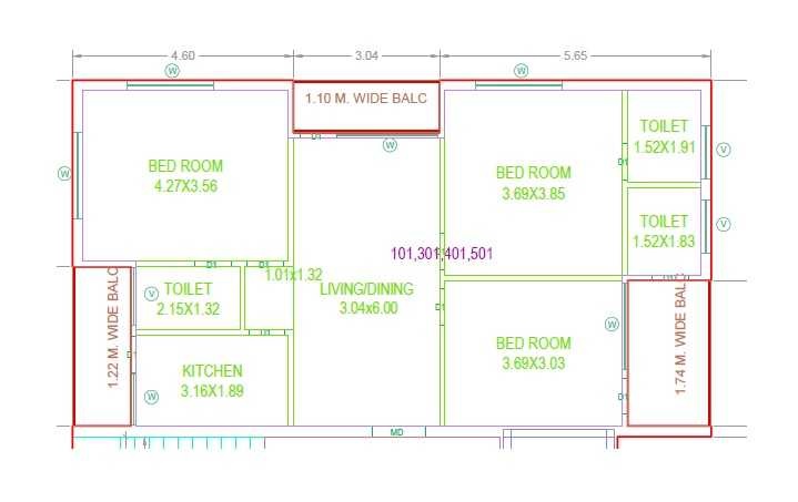 3 BHK 1512 Sq. Ft. Apartment in Megha Balaji Homes