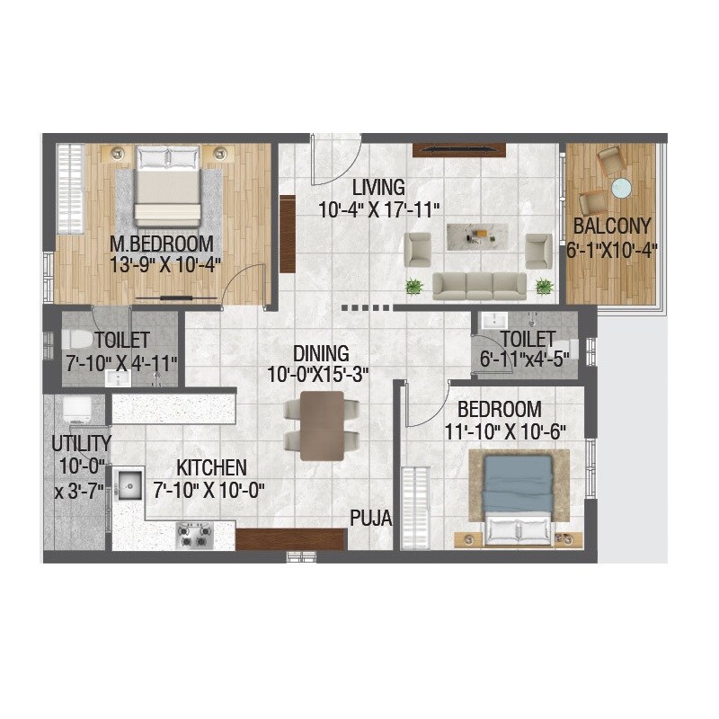 2 BHK 1275 Sq. Ft. Apartment