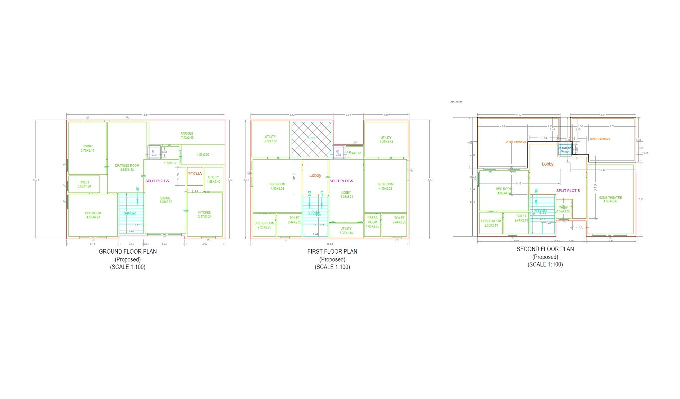 Floor plan of 4 BHK 4315 Sq. Ft. Villa in Milestone LG Panorama The Villa View, Hyderabad