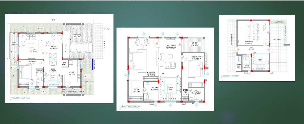 Floor plan of 3 BHK 2800 Sq. Ft. Villa in Milestone M3 Defence County, Hyderabad