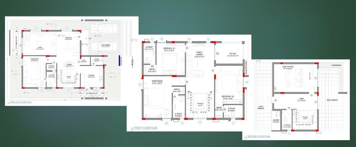 Floor plan of 3 BHK 3100 Sq. Ft. Villa in Milestone M3 Defence County, Hyderabad