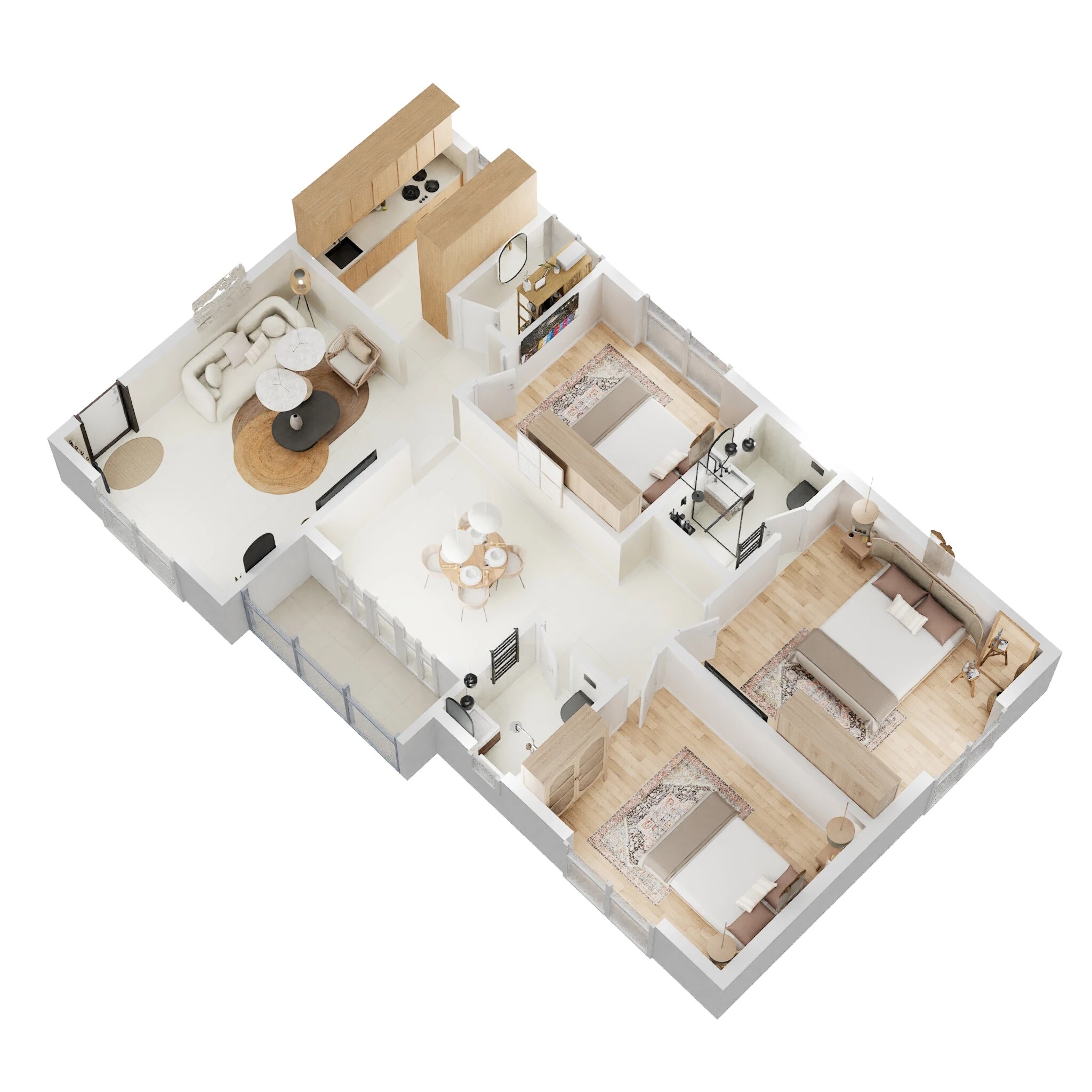 Floor plan of 3 BHK 1325 Sq. Ft. Apartment in Modi Nilgiri Heights, Hyderabad