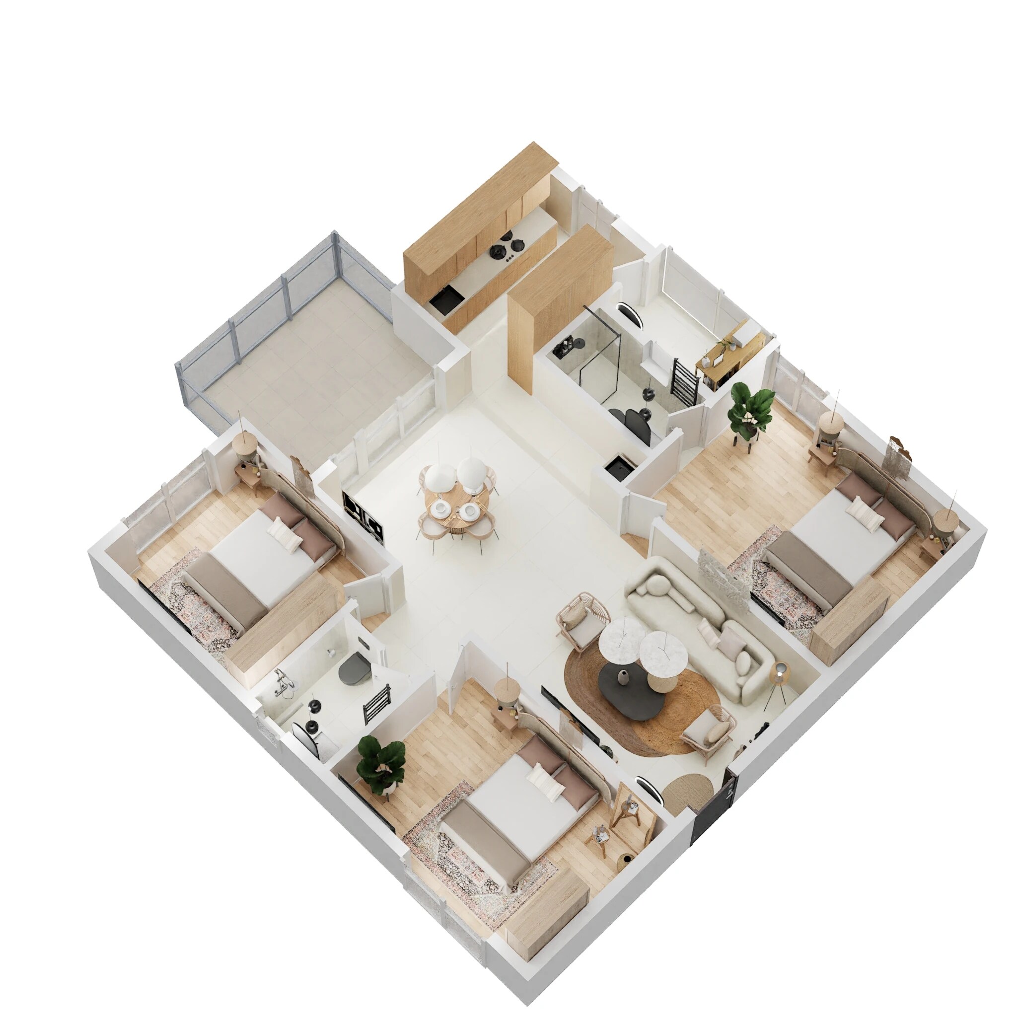 Floor plan of 3 BHK 1450 Sq. Ft. Apartment in Modi Nilgiri Heights, Hyderabad