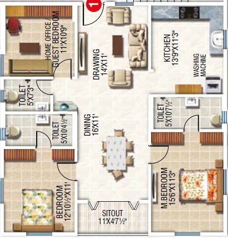 3 BHK 1670 Sq. Ft. Apartment