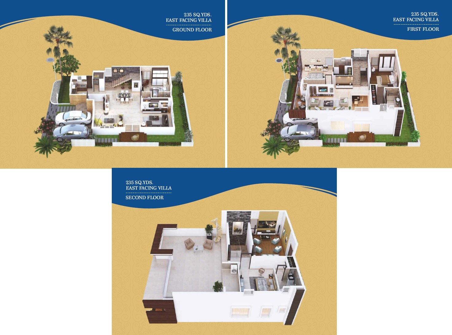 Floor plan of 4 BHK 3410 Sq. Ft. Villa in Muppas Indraprastha, Hyderabad
