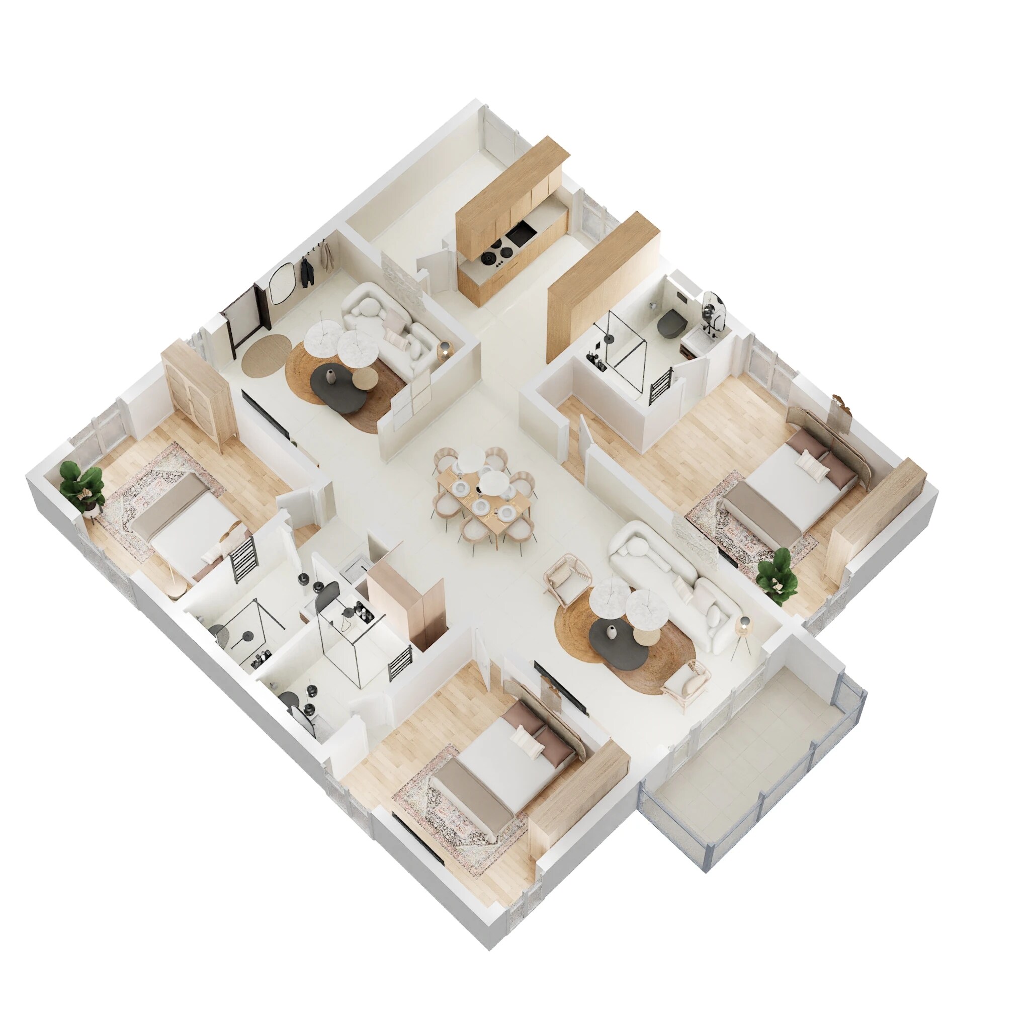 Floor plan of 3 BHK 1926 Sq. Ft. Apartment in My Home Akrida, Hyderabad