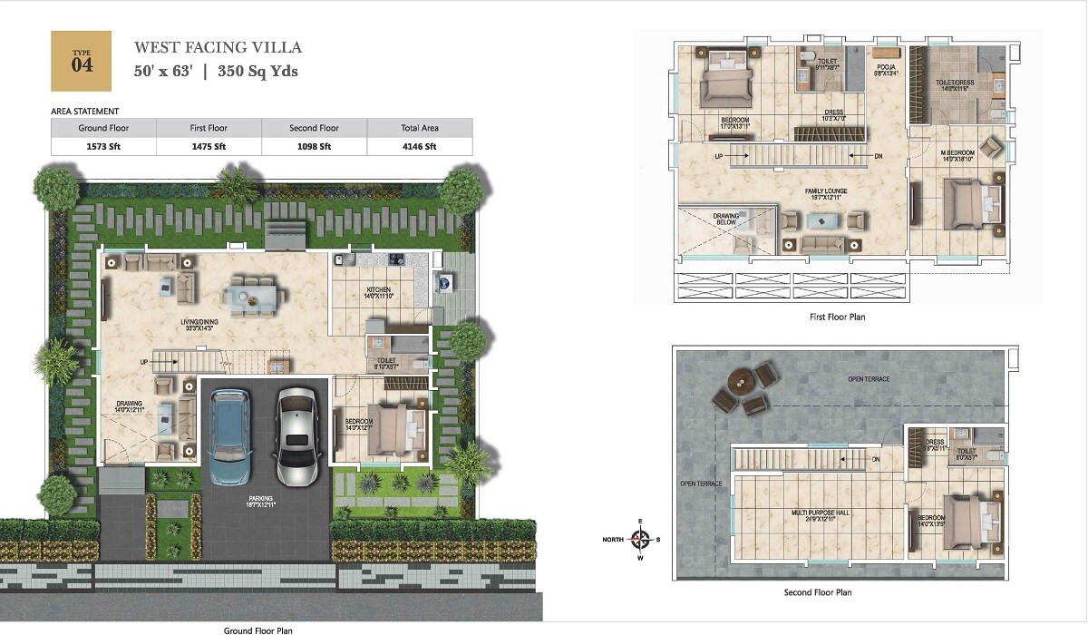 Floor plan of 4 BHK 4146 Sq. Ft. Villa in My Home Ankura, Hyderabad
