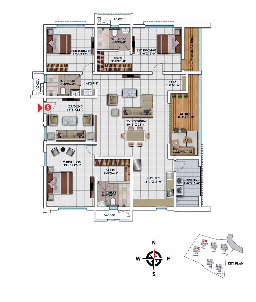 Other, my-home-apas 3 Bedroom 2765 Sq.Ft. Apartment In Kokapet Hyderabad 7899177