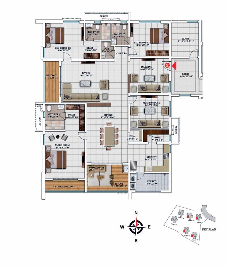 Other, my-home-apas 3 Bedroom 3860 Sq.Ft. Apartment In Kokapet Hyderabad 8819454