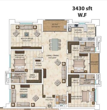  3 BHK Apartment at My Home Bhooja, Hi Tech City – for Rent