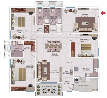  3 BHK Apartment at My Home Sayuk, Tellapur – for Sale