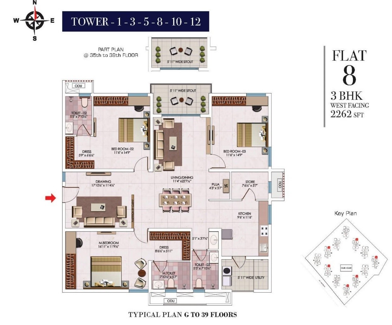 Other, my-home-sayuk 3 Bedroom 1586 Sq.Ft. Apartment In Tellapur Hyderabad 9276535
