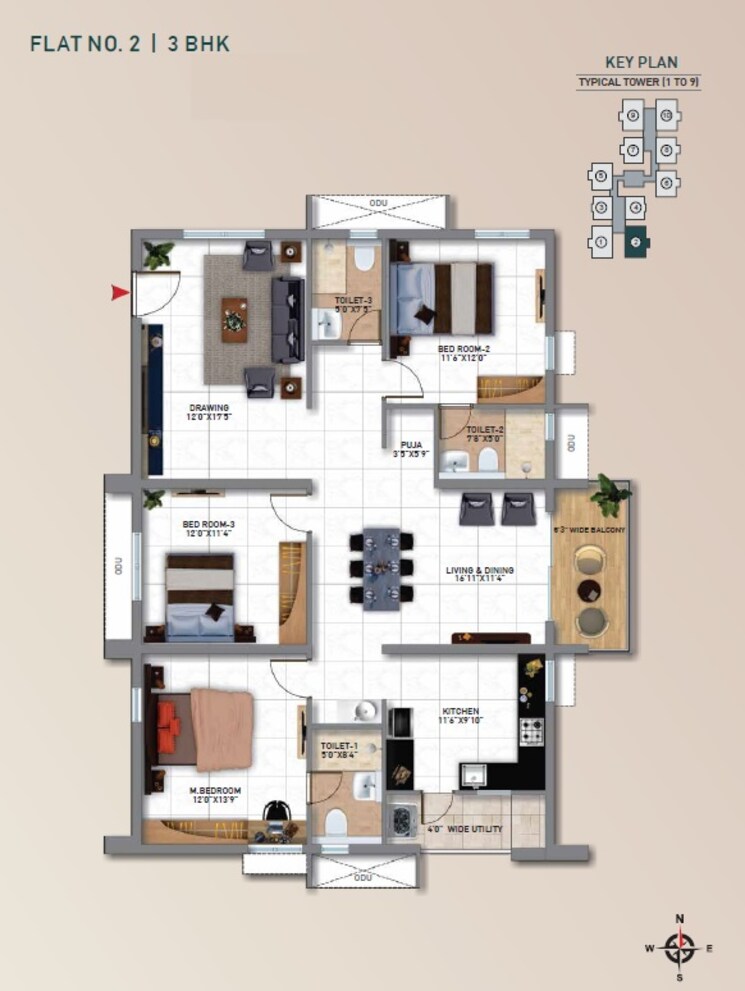 Other, my-home-tridasa 3 Bedroom 1840 Sq.Ft. Apartment In Tellapur Hyderabad 9259029