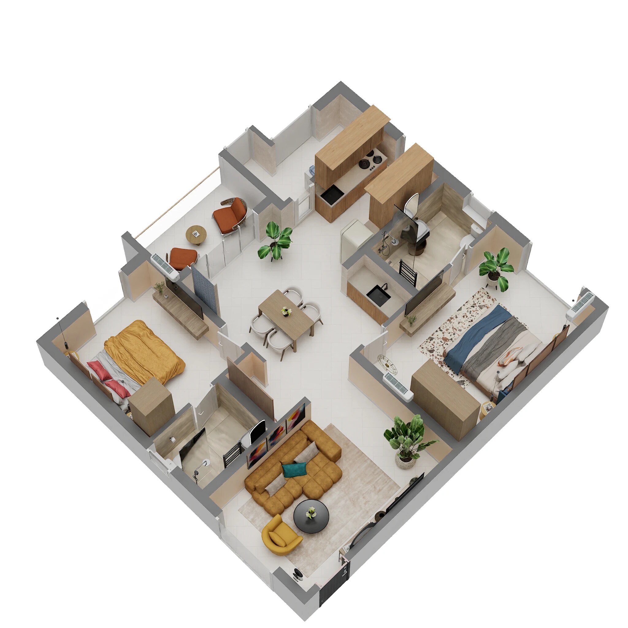 2 BHK 1350 Sq. Ft. Apartment