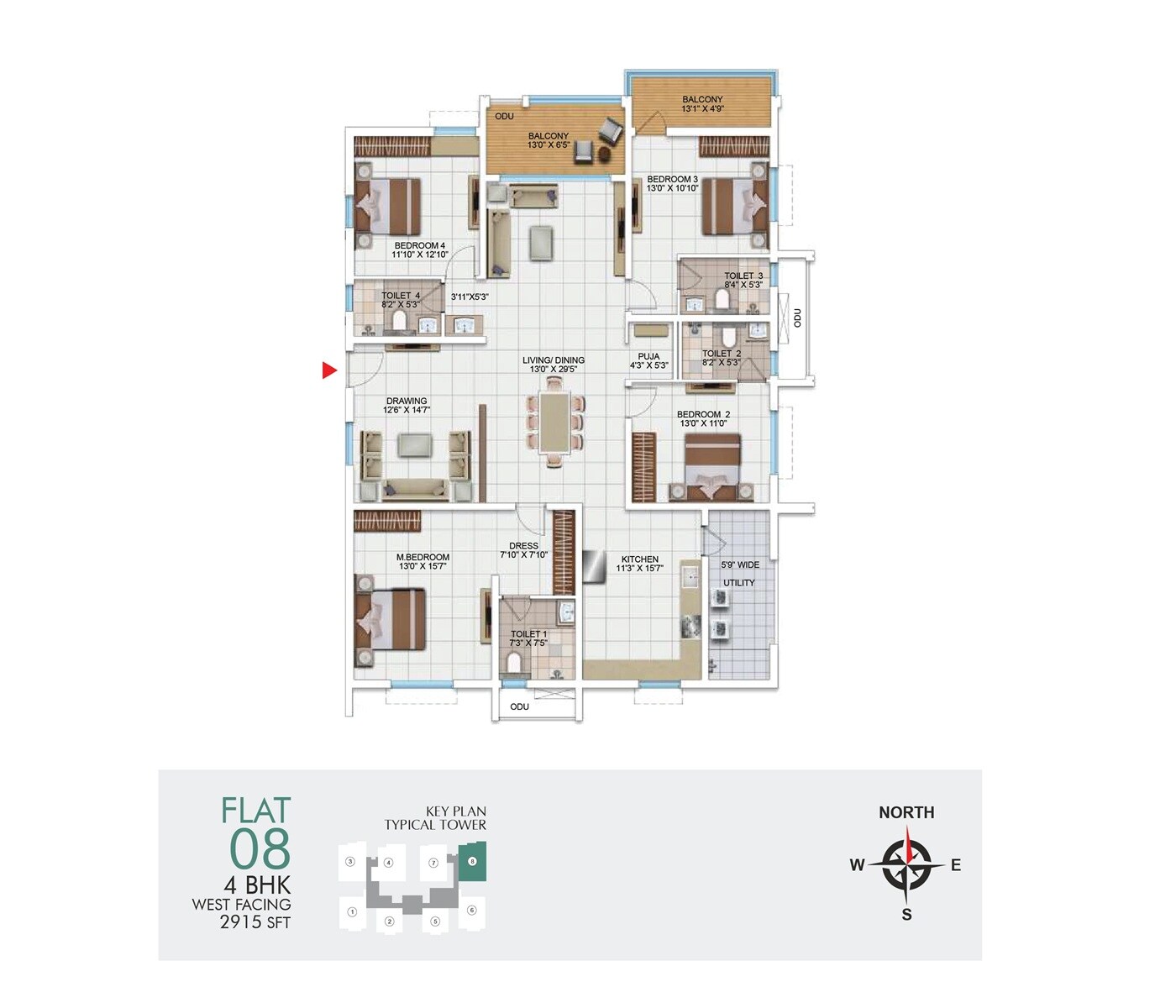 4 BHK 2915 Sq. Ft. Apartment