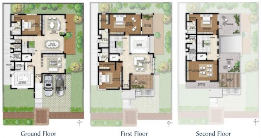 Floor plan of 4 BHK 5000 Sq. Ft. Villa in Myscape Courtyard, Hyderabad