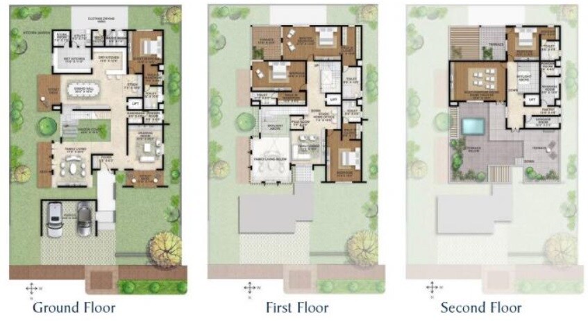 Floor plan of 5 BHK 12000 Sq. Ft. Villa in Myscape Courtyard, Hyderabad
