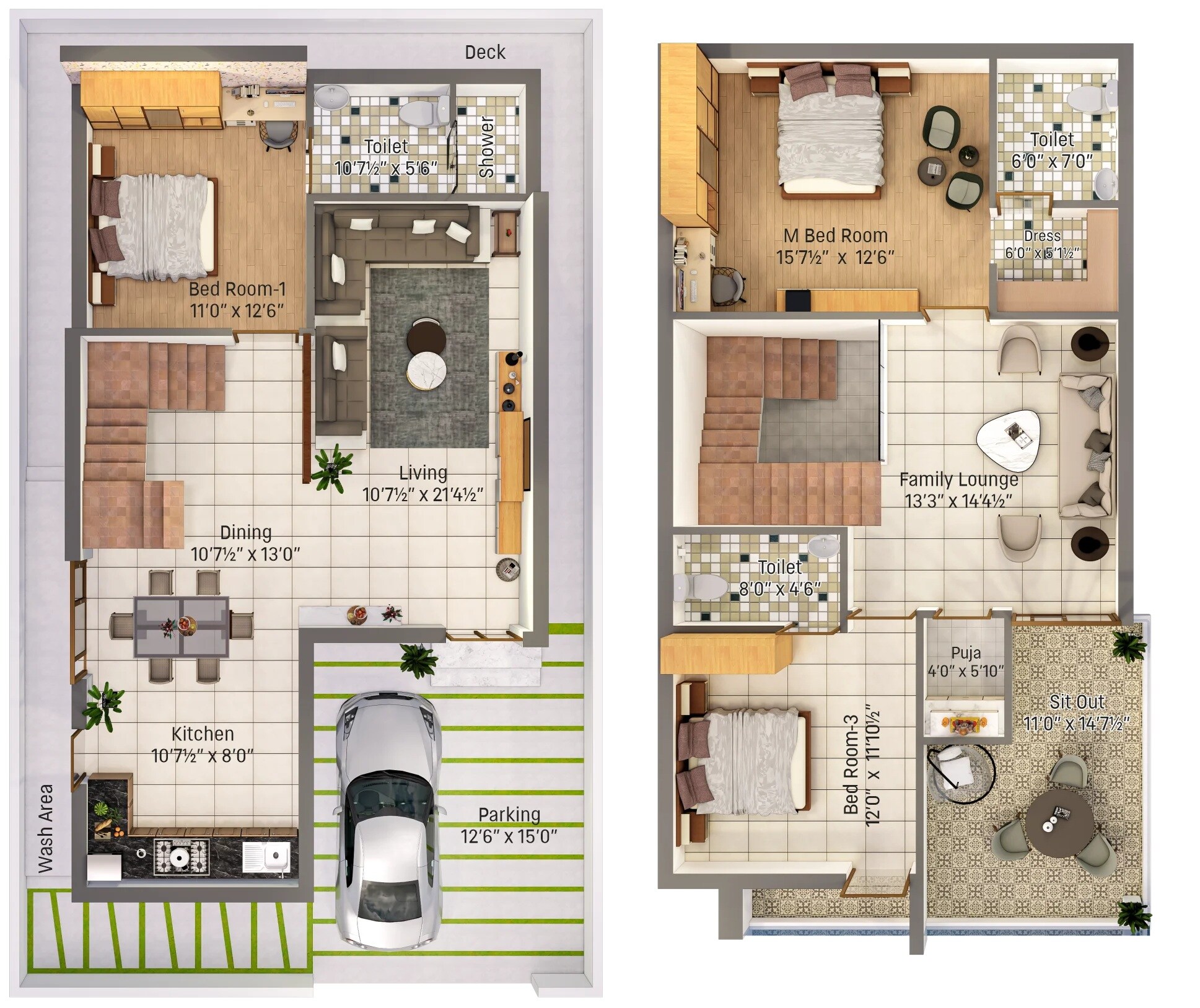 Floor plan of 3 BHK 2540 Sq. Ft. Villa in Mythri Meadows, Hyderabad