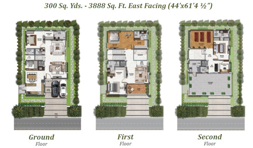 Floor plan of 4 BHK 3888 Sq. Ft. Villa in Naandi Mayfair Sunrise, Hyderabad