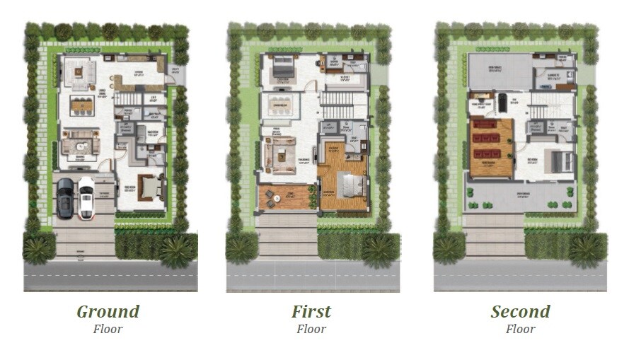 Floor plan of 4 BHK 4455 Sq. Ft. Villa in Naandi Mayfair Sunrise, Hyderabad