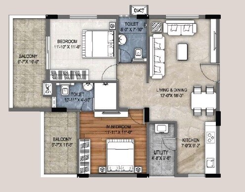 2 BHK 1256 Sq. Ft. Apartment