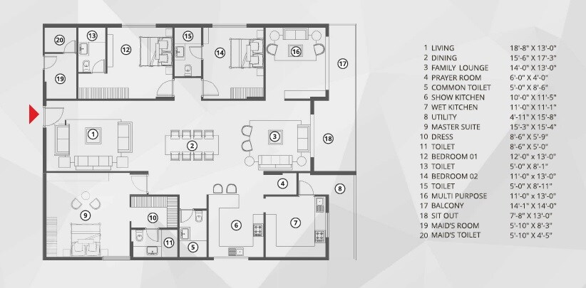 3 BHK 3350 Sq. Ft. Apartment