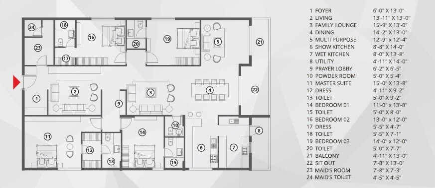 4 BHK 3615 Sq. Ft. Apartment