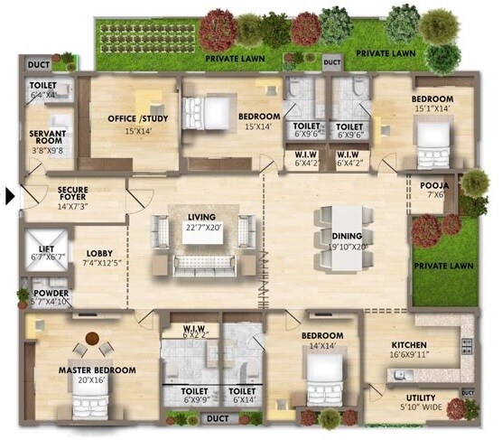 Floor plan of 4 BHK 4366 Sq. Ft. Apartment in Namitha 360 Life, Hyderabad